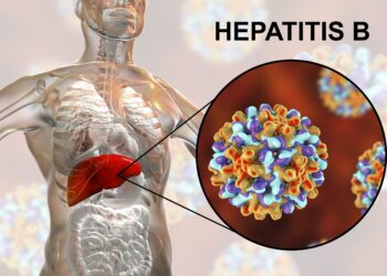 Eine grafische Darstellung von Hepatitis-B-Viren.