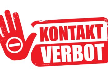 Rote Hand udn roter Schriftzug "Kontaktverbot"