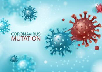 Eine Grafik mit Coronaviren und dem Schriftzug: "Coronavirus Mutation".