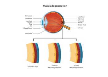 Darstellung eines Auges mit Makuladegeneration.